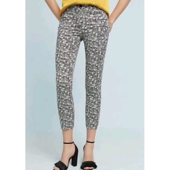 🍒Anthropologie Bowery Pineapple Print Cropped Jeans - Picture 1 of 5